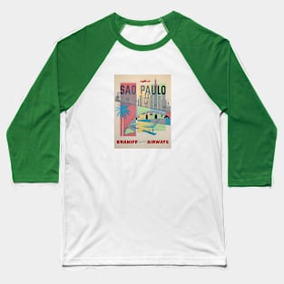 Sao Paulo Brazil Braniff Travel Poster 1960s Baseball T-Shirt